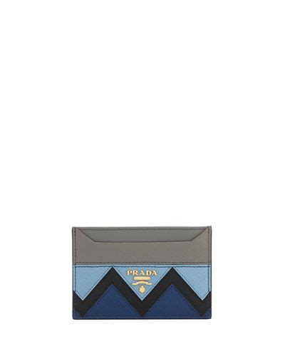 prada card case saffiano blue and gray